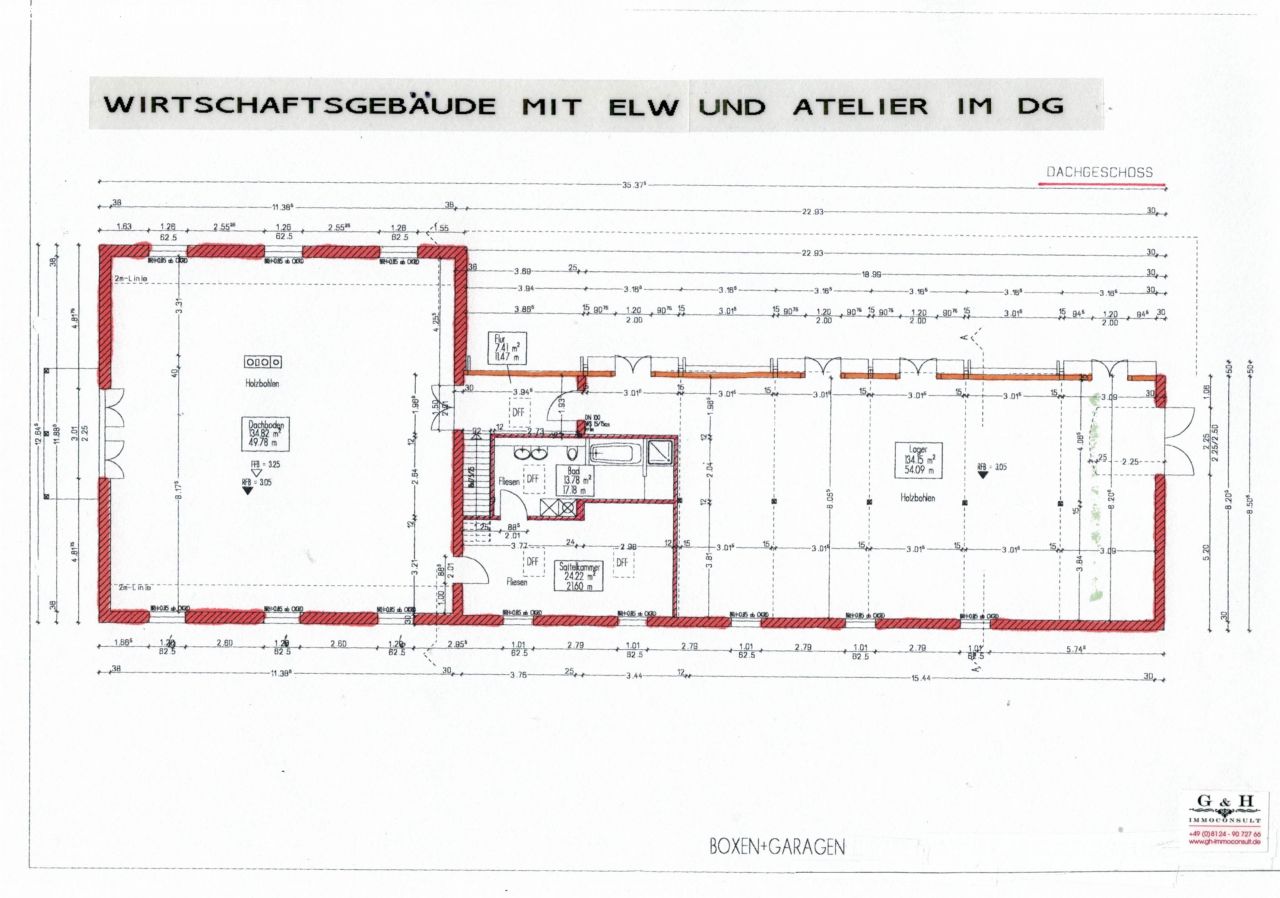 Grundrissplan Wirtschaftsgebäude/Atelier-Wohnung/Futterlager DG