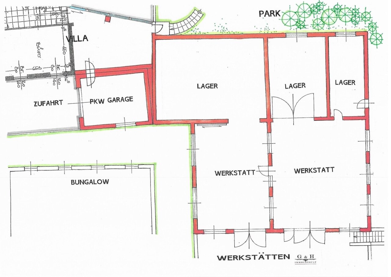 Grundriss-Skizzen Werkstätten