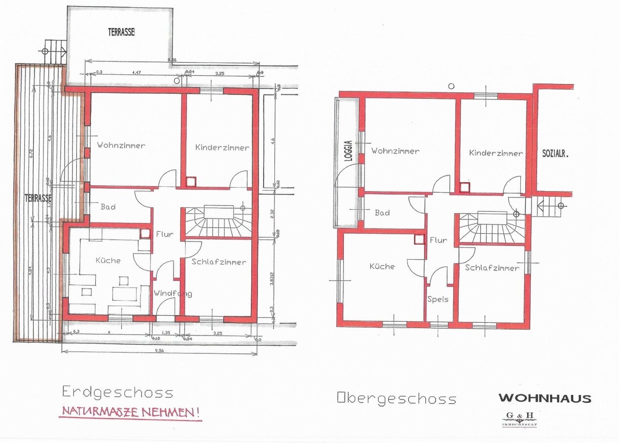 Grundriss-Skizzen Wohnhaus/EG/OG