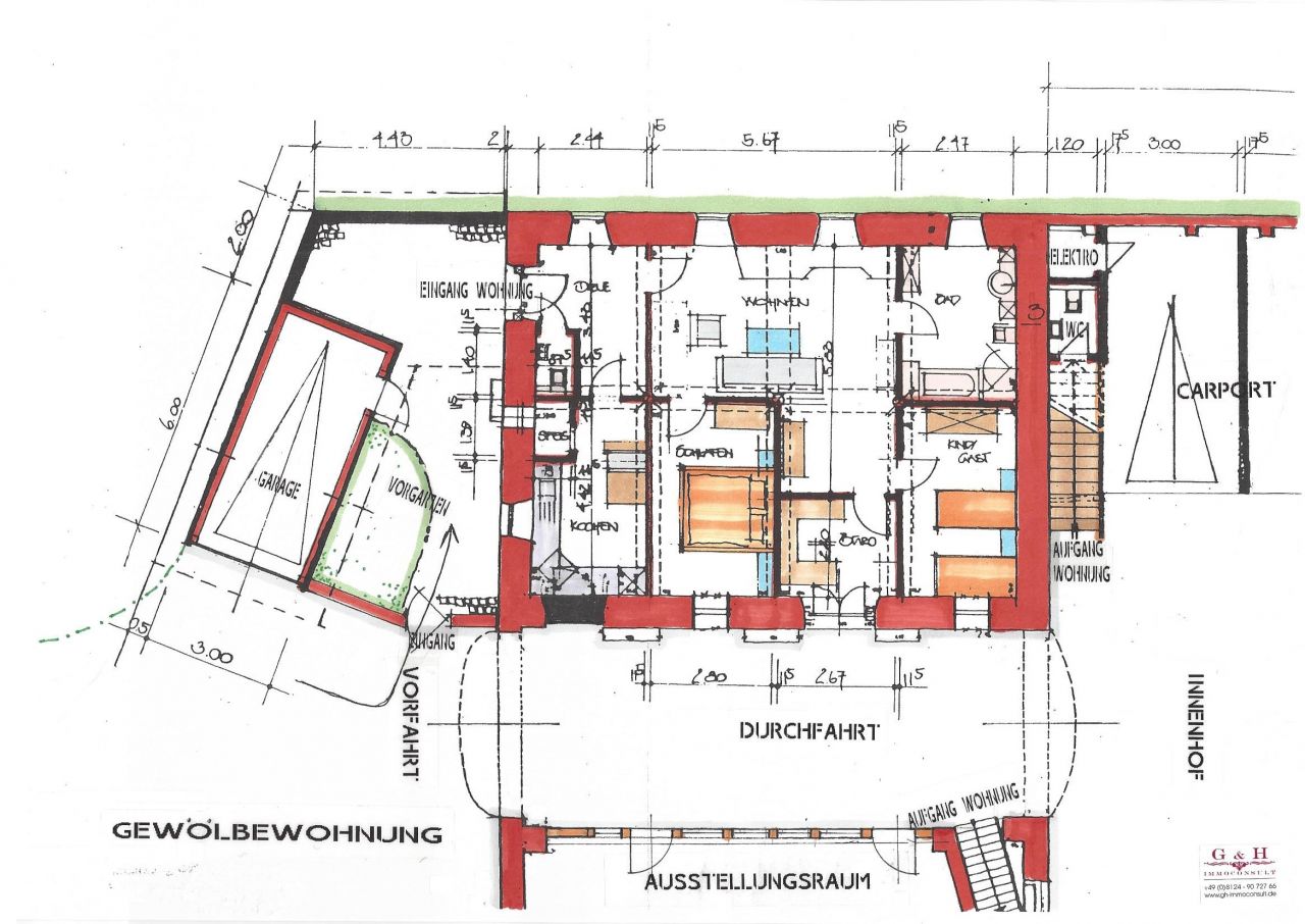 Grundriss Gewölbewohnung, Ausstellungsraum